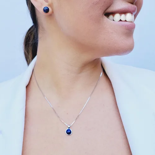 Vista 26 de Pendientes naturales de 0.236 in con chapado en oro blanco sobre plata de ley, bisel cabujón de piedras preciosas regalo de joyería para ella