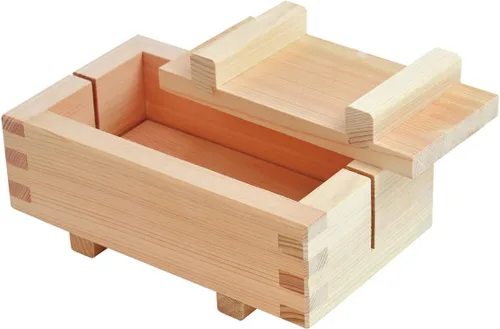 Vista 3 de EDOYA Molde de prensa de sushi de madera Hinoki Oshizushi fabricado en Japón (4.1 × 4.1 pulgadas)