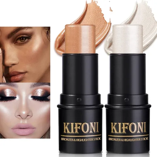 Vista 15 de Kit de contorno en crema de 3 piezas, rubor crema, iluminador, bronceador de contorno para mejillas, impermeable, de larga duración, mezclable, trío
