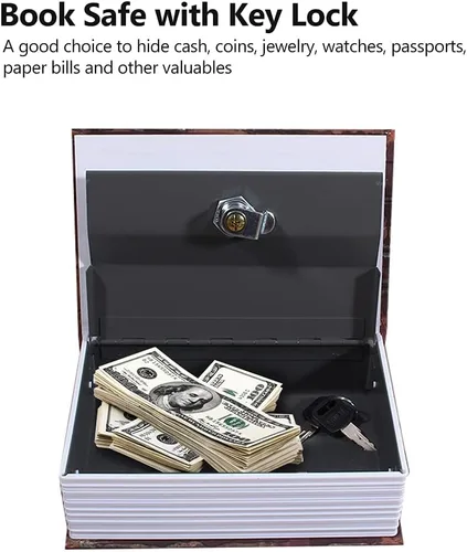 Vista 6 de Caja de depósito con forma de libro con combinación de diccionario, caja de dinero, caja de seguridad para joyas con llave (A)