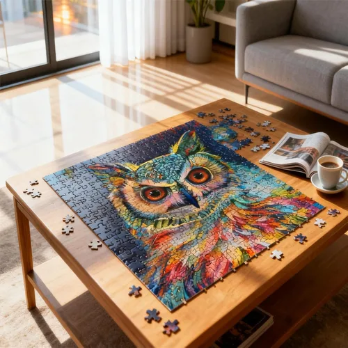 Vista 4 de Ingooood Rompecabezas de 1000 piezas – Serie Fantasía – Juguetes de entretenimiento para adultos, graduación especial o regalo de cumpleaños, Búho