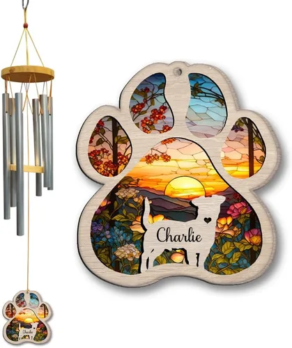 Vista 7 de Campanillas de viento personalizadas para perros, campanillas de viento conmemorativas para perros, campanillas de viento para pérdida de mascotas A3