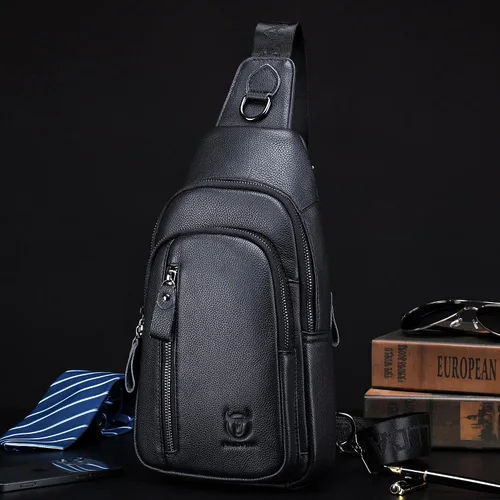 Vista 20 de LUKZIJAES Bolso bandolera de cuero genuino para hombre