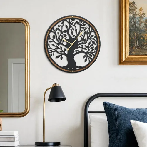 Vista 6 de Micasso Large Wall Clocks Decorative: 15 Inch Tree of Life Battery Operated