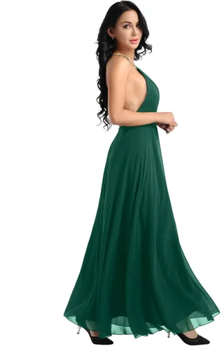 Vista 4 de YiZYiF - Vestido de fiesta de gasa para mujer, sin espalda