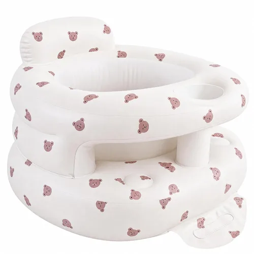 Vista 12 de Asiento inflable para bebé de 3 a 36 meses, silla de bebé con cerca y bomba de aire incorporada, asiento de piso inflable para bebé con soporte