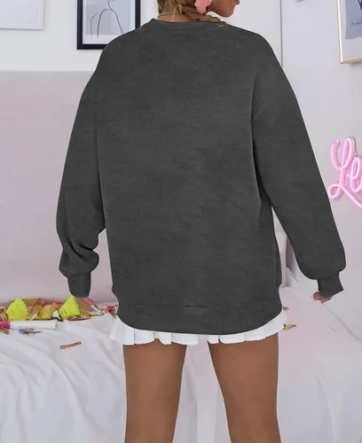 Vista 5 de Sudadera de manga larga con cuello redondo para mujer con estampado de letras de tía