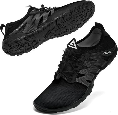 Vista 2 de Racqua Zapatos de agua para hombre y mujer, de secado rápido, zapatos acuáticos ligeros, zapatos de playa descalzos para nadar