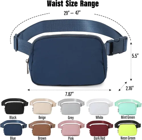 Vista 6 de Riñonera con cartera para tarjetas para mujeres y hombres, cangurera Everywhere con correa ajustable, mini cangureras unisex a la moda, Azul, A