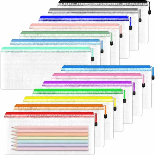 Vista 8 de Smarpau 8 bolsas con cremallera, 8 tamaños, 8 colores, bolsas de plástico con cremallera para organizar, bolsas de documentos impermeables multiusos
