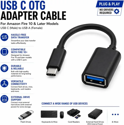 Vista 2 de Adaptador USB-C OTG, USB-C macho a USB 3.0 hembra, adaptador OTG compatible con Thunderbolt 3 y 4 para MacBook Pro, iPad Pro, Surface Go