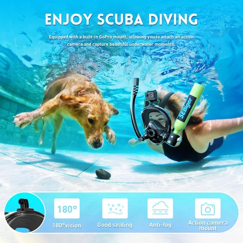 Vista 2 de Máscara de snorkel Mini tanque de buceo 0.5L hasta 6 minutos de respiración submarina dentro de 30 pies de profundidad de buceo pequeño tanque