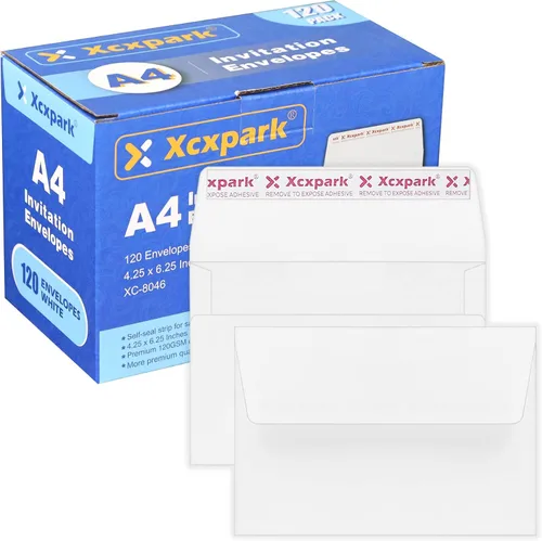 Vista 15 de Xxcxpark 100 unidades de sobres de invitación imprimibles A6 4.75x6.5 pulgadas, sobres autoadhesivos de 120GSM de papel kraft marrón