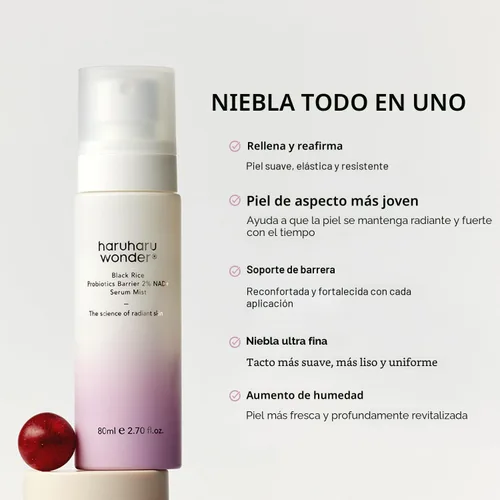 Vista 7 de HARUHARU Wonder Black Rice Probiotics 2% NAD+ Serum Mist, Bruma ultrafina, hidratante y rellenante, soporte de barrera, para piel sensible