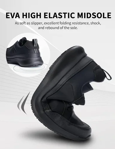 Vista 5 de SPIEZ Non Slip Shoes for Men, Waterproof Oilproof Mens Kitchen Chef Food Service Shoes Restaurant Black US7.5-12