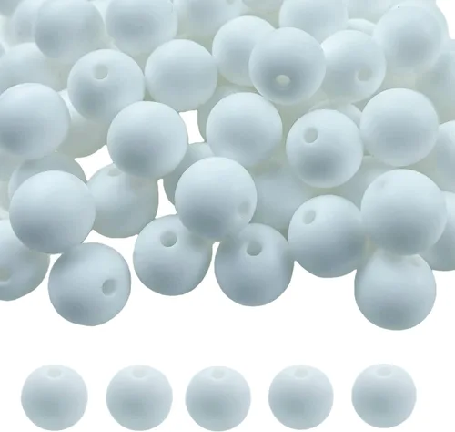 Vista 17 de Abalorios de silicona, 120 piezas de 6 mm abalorios redondos de silicona para hacer llaveros, pulseras, collares, aretes, joyas, manualidades DIY