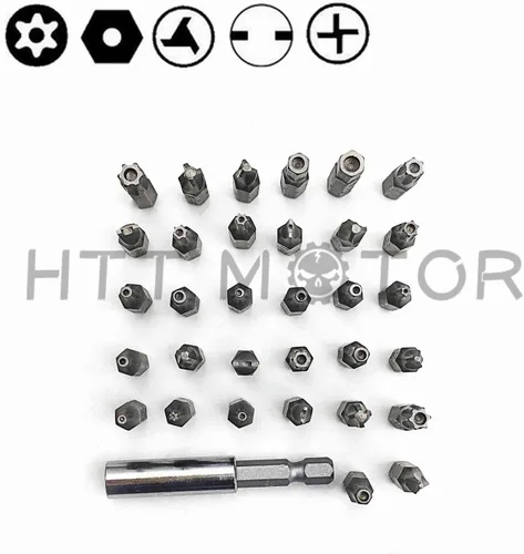 Vista 6 de Juego de puntas de seguridad Phillips Torx Hex Star de 33 piezas a prueba de manipulaciones [P/N: ET001-33-BK]