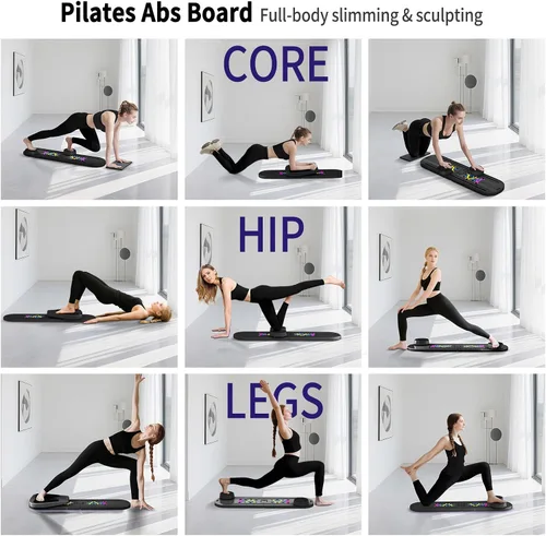 Vista 2 de Tabla de Pilates, Juego de Reformador de Pilates Plegable para Entrenamiento en Casa con Temporizador, Equipo de Pilates Reformador Portátil