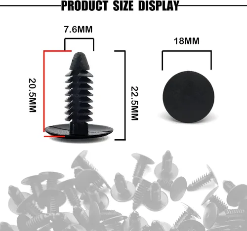 Vista 2 de 100 piezas de 8 mm de tapones para parachoques, clips de cobertura para agujeros de la placa de matrícula delantera, clips de retención con pin