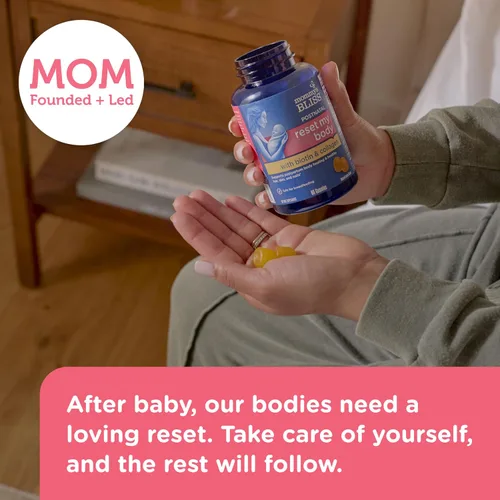 Vista 4 de Mommy's Bliss Gomitas de apoyo posnatal Reset My Body con biotina y colágeno, apoya la energía posparto, la curación y la salud