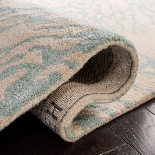 Vista 6 de SAFAVIEH Bella Collection BEL115C - Alfombra decorativa de lana prémium hecha a mano de 2 x 3 pies, color beige y azul