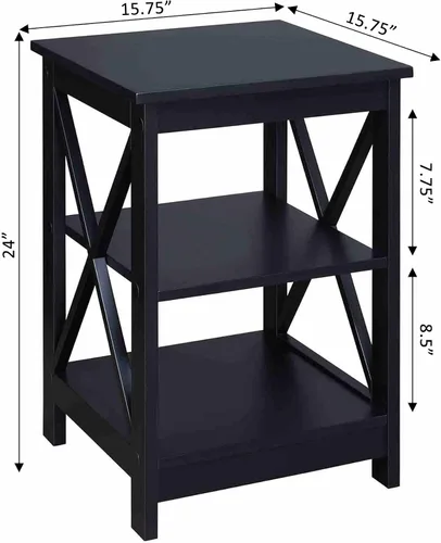 Vista 3 de Convenience Concepts Oxford Mesa Final de 15.75" - Mesa moderna de sala de estar con estantes de almacenamiento, mesa auxiliar de noche transicional