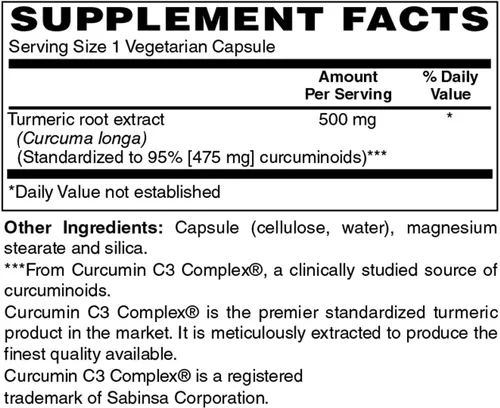 Vista 4 de Holly Hill Health Foods, Extracto de cúrcuma estandarizado, 120 cápsulas vegetarianas