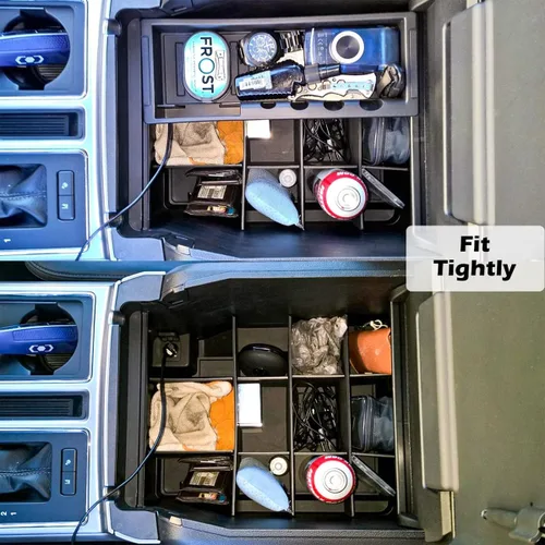 Vista 2 de EDBETOS Organizador de consola central, divisores de inserción compatibles con accesorios Ford F150 2015 2016-2019 2020 F-150 reposabrazos