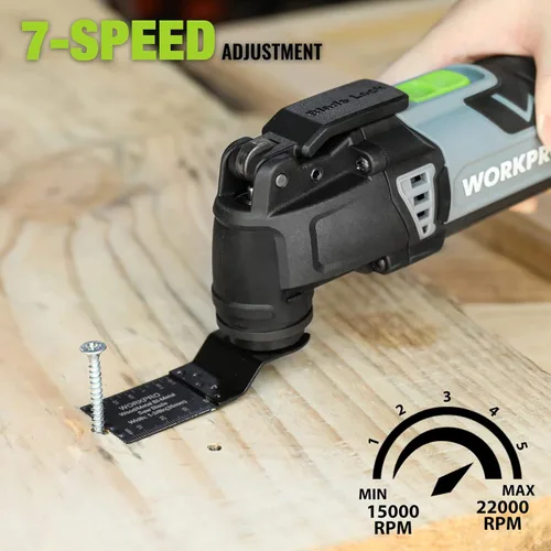 Vista 4 de WORKPRO Kit de múltiples herramientas oscilantes para Navidad, sierra oscilante reemplazable de bloqueo rápido con cable de 3.0 amperios con 7