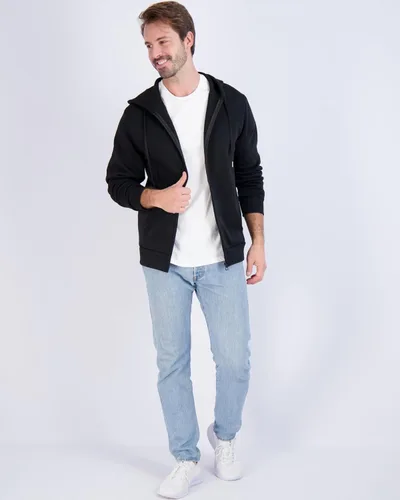 Vista 5 de Paquete de 3 sudadera con capucha de manga larga y cremallera completa para hombre, chaqueta atlética (disponible en tallas grandes y altas)