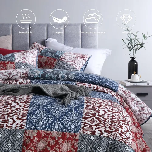 Vista 3 de Secgo Juego de edredón twin para cama - Edredones 100% algodón tamaño twin, colchas negras con 2 fundas de almohada, ropa de cama ligera reversible
