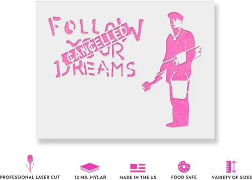 Vista 2 de Plantilla de Banksy cancelada Follow Your Dreams - Banksy, plantillas de graffiti, Banksy Follow Dreams, Banksy Art, Follow Dreams Cancelar