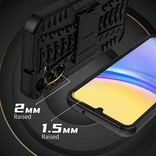Vista 5 de para Samsung Galaxy A15 5G Funda con protector de pantalla de 2 paquetes, grado militar a prueba de golpes, cubierta acolchada resistente con Negro