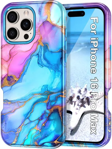 Vista 14 de Btscase Funda para iPhone 16 (2024), [probada en caídas de grado militar] Diseño de patrón de mármol delgado, resistente, a prueba de golpes