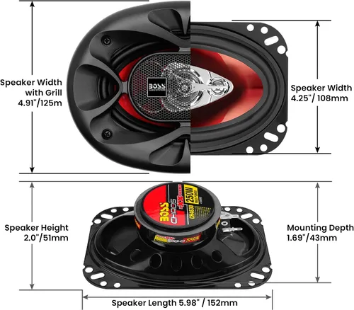 Vista 6 de BOSS Audio Systems CH4630 - Par de altavoces para puerta de coche, 4 x 6, 250 W, 3 vías