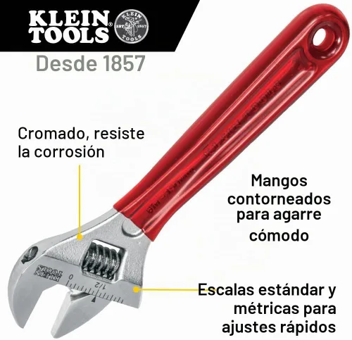 Vista 2 de Klein Tools 507-10 llave inglesa ajustable de capacidad extra, 10 pulgadas