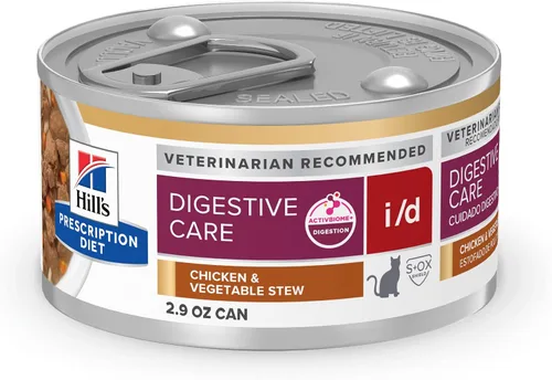 Vista 16 de Hill's Prescription Diet i/d Digestive Care with Chicken Wet Cat Food, dieta veterinaria, latas de 5.5 onzas, paquete de 24