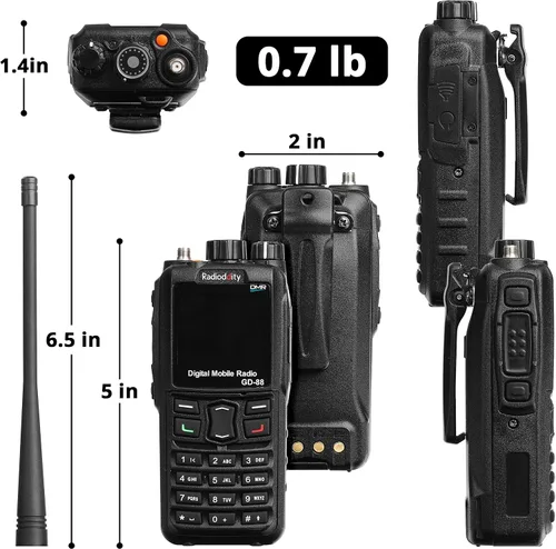 Vista 6 de Radioddity GD-88 DMR y radio de mano analógica de 7 W, radio bidireccional jamón de doble banda UHF VHF, con GPS/APRS, repetidor de banda cruzada