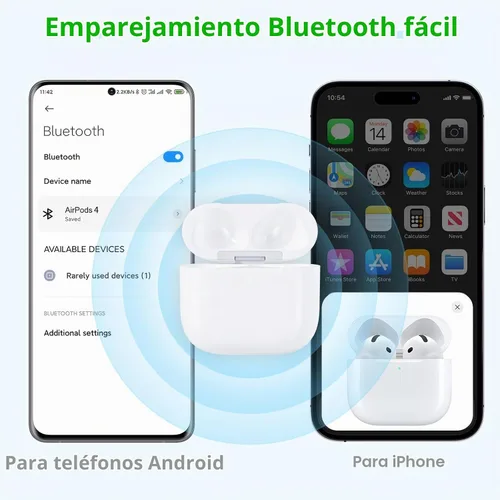 Vista 3 de Funda de carga inalámbrica compatible con AirPods 4, cargador de repuesto con botón de sincronización de emparejamiento Bluetooth (a USB-C)