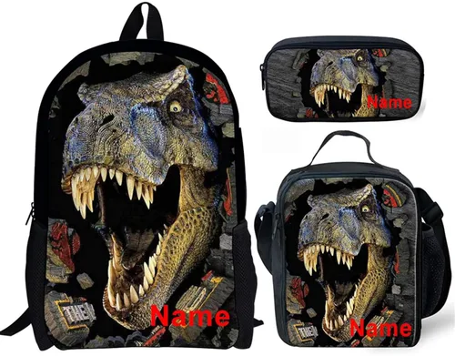 Vista 102 de HUGS IDEA Juego de 3 bolsas escolares con aislamiento térmico para el almuerzo, estuche para lápices