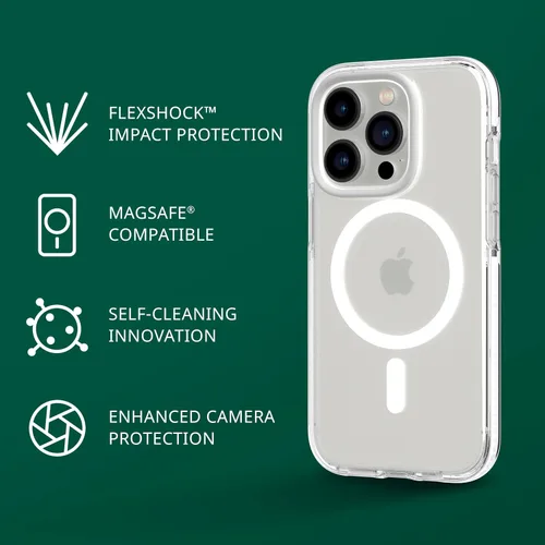 Vista 2 de tech21 iPhone 14 Pro Evo Crystal compatible con MagSafe® - Funda transparente que absorbe los golpes y los arañazos con protección FlexShock