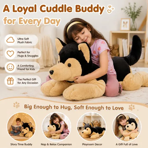 Vista 3 de MorisMos German Shepherd Stuffed Animal, 32 Inch Giant Stuffed Dog Plush Pastor alemán