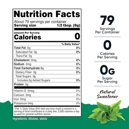 Vista 2 de Nutricost - Stevia de despensa con alulosa (1.4 libras) Edulcorante natural Sin gluten, sin OMG