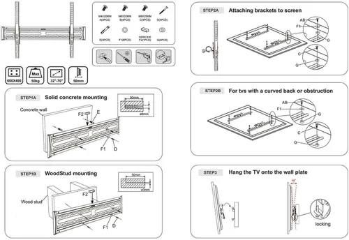 Vista 8 de NTQinParts Soporte de pared plano para TV giratorio de 10° con inclinación de 10° para Hisense 32H4F 32", 40H4F 40", 43H4F 43" H4 Series LED Smart TV