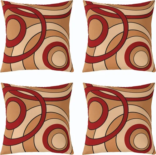 Vista 21 de Erosebridal Paquete de 4 fundas de almohada con diseño de círculos circulares y retro, color verde azulado degradado, fundas de cojín redondas Multi