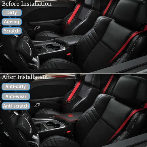 Vista 2 de para Dodge Challenger 2015-2023 Funda para Reposabrazos de Coche, Resistente al Agua, Fundas para Consola Central, Fundas de Protección contra