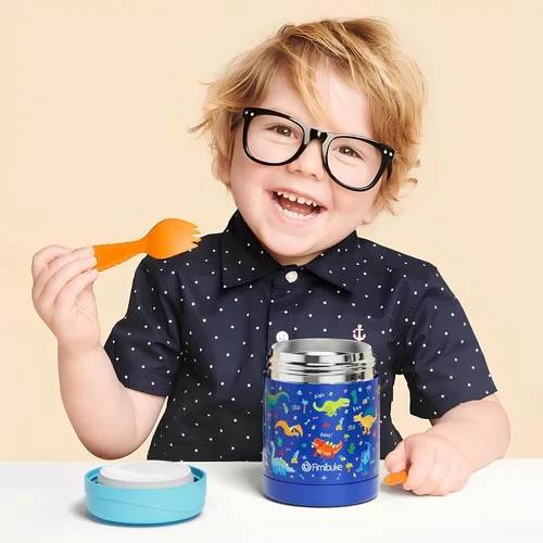 Vista 7 de Fimibuke Tarro de Comida Aislado para Niños, 12 OZ Libre de BPA Boca Ancha Acero Inoxidable al Vacío Tarro de Almuerzo para Comida Caliente y Fría