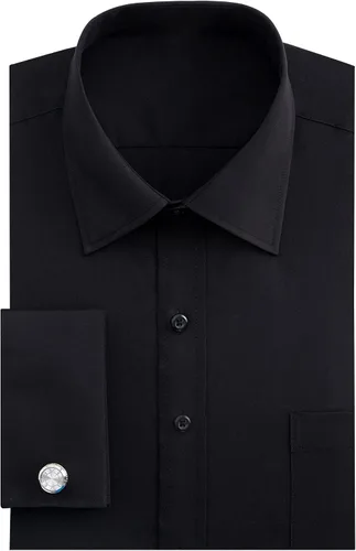 Vista 13 de J.VER Camisas de vestir con puños franceses para hombre, ajuste regular Verde militar