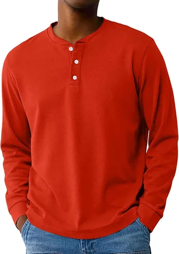 Vista 13 de Camisas de verano para hombre, camiseta Henley de manga larga con botones, estilo casual, M-3XL
