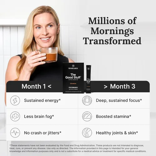 Vista 8 de The Good Stuff Potenciador de café de canela Crema de café saludable para concentración y energía Keto, crema en polvo no láctea con aceite